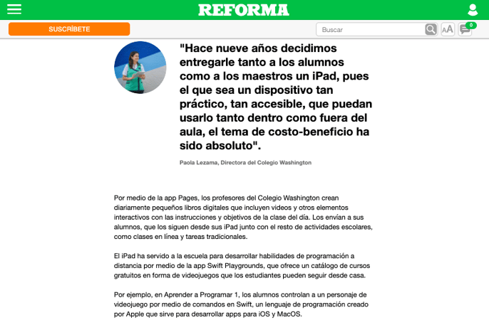 Entrevista a colegio washington en innovación educativa periódico reforma